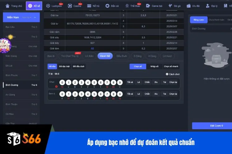 Áp dụng bạc nhớ để dự đoán kết quả chuẩn