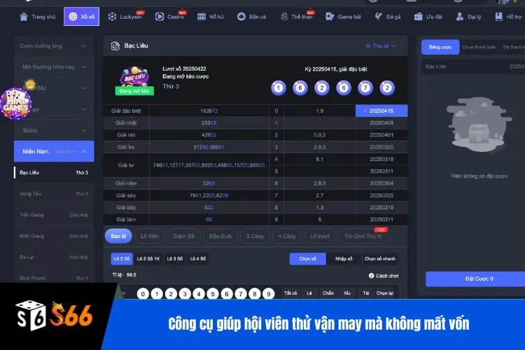 Công cụ giúp hội viên thử vận may mà không mất vốn